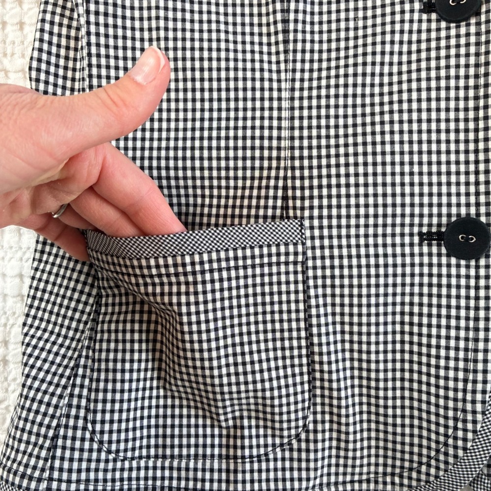 Talbots Blazer Jacket Gingham Black White Size 6 Chic Office Career Teacher - Picture 7 of 15